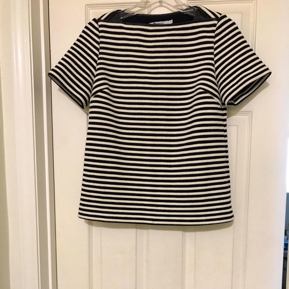 T By Alexander Wang striped Top w/leather detail